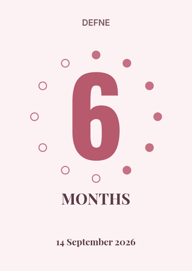 Baby Month Cards — every month-birthday, with its day