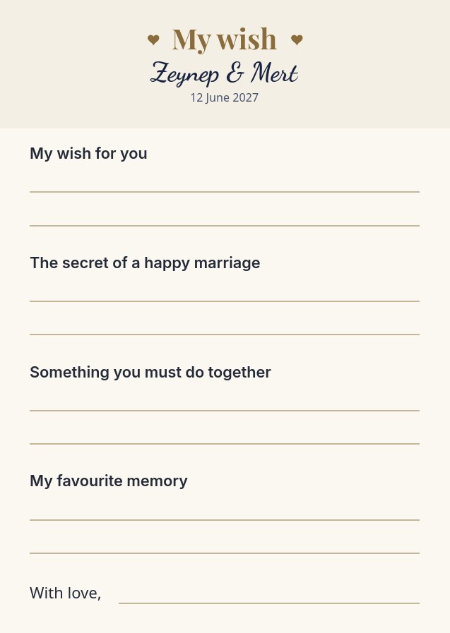 Wish Cards — your guests’ wishes at the wedding, the birthday, the farewell