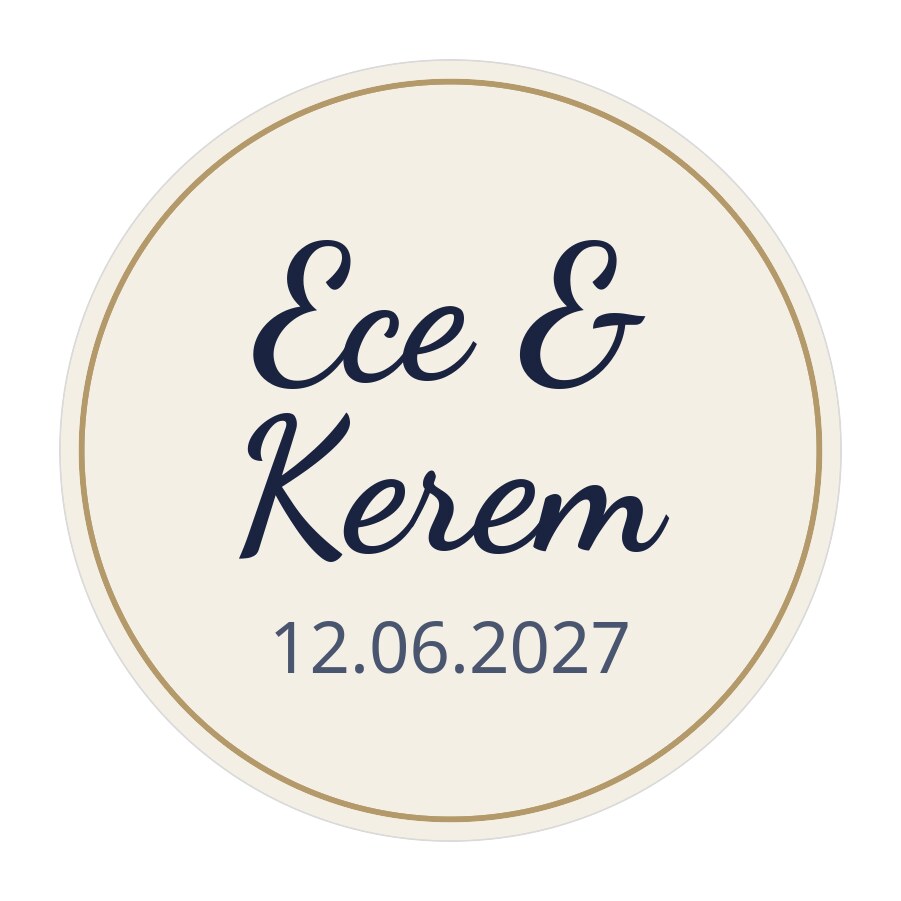 Wedding Favour Stickers — your names and your date, cut and ready to stick