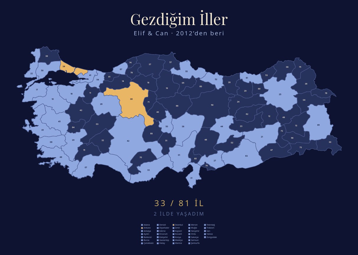 Gezdiğim İller Haritası — 81 ilin kaçı sizin?